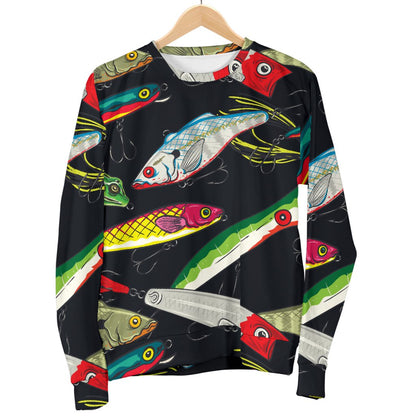 Fishing Bait Print Men Crewneck Sweatshirt