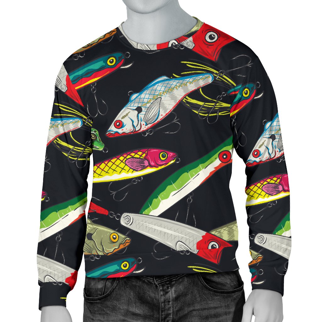 Fishing Bait Print Men Crewneck Sweatshirt