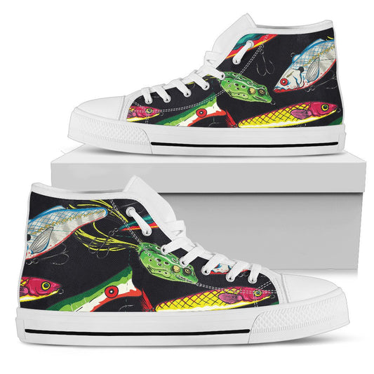 Fishing Bait Print Men High Top Shoes