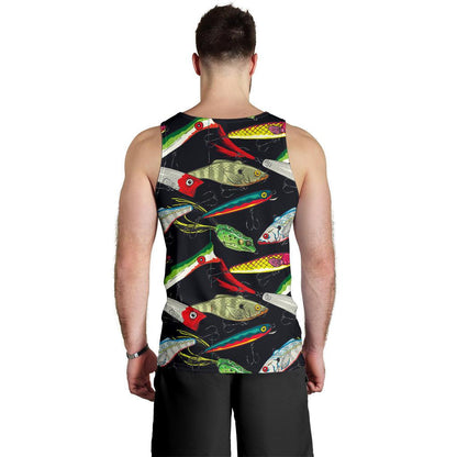 Fishing Bait Print Men Tank Top