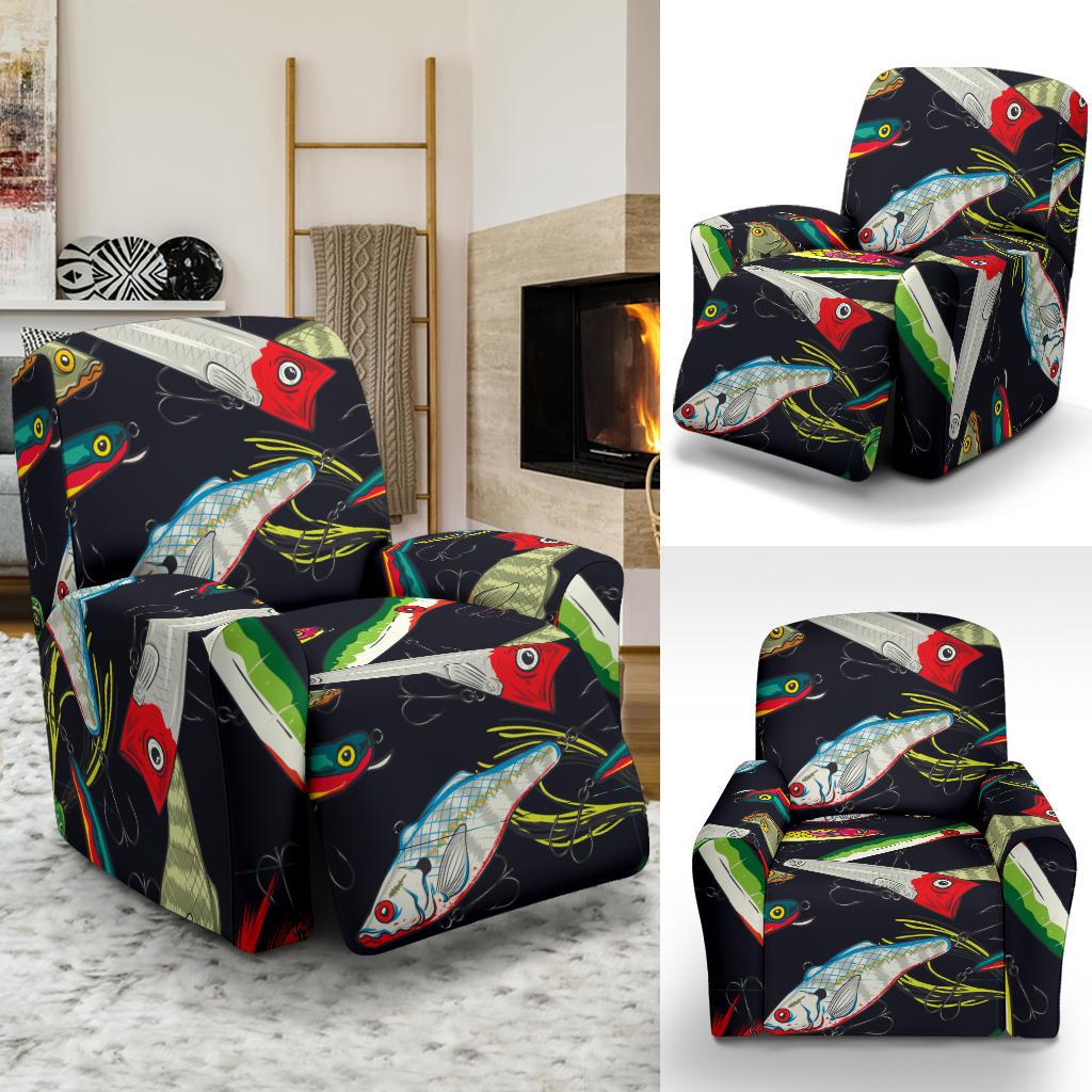 Fishing Bait Print Recliner Slipcover-JORJUNE.COM