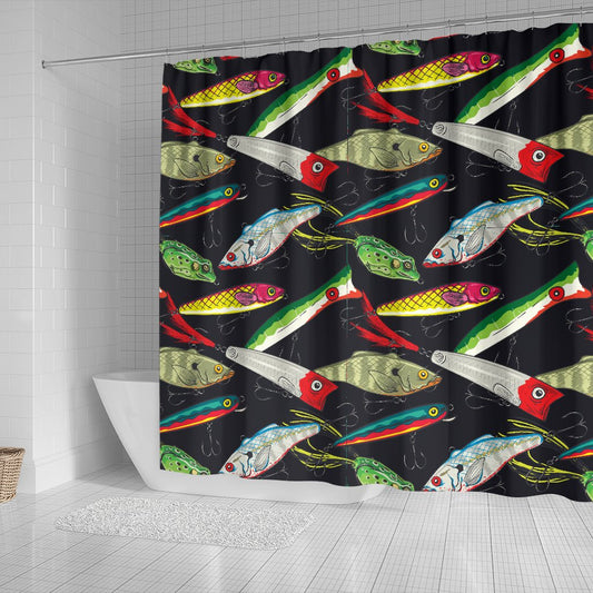 Fishing Bait Print Shower Curtain