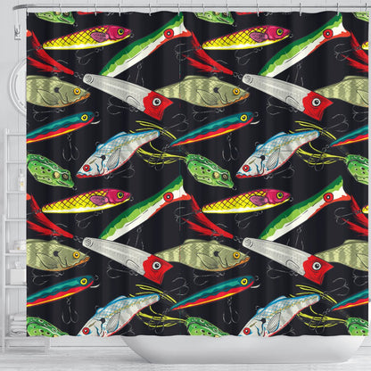 Fishing Bait Print Shower Curtain