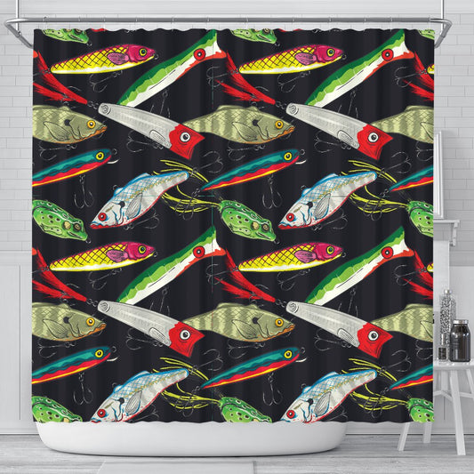 Fishing Bait Print Shower Curtain