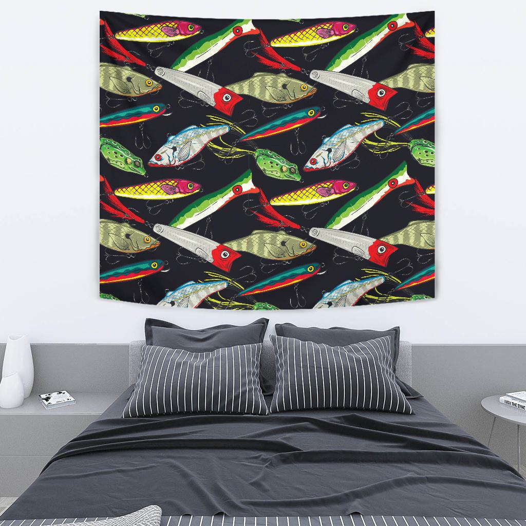 Fishing Bait Print Tapestry