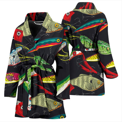 Fishing Bait Print Women Bath Robe