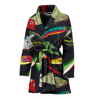 Fishing Bait Print Women Bath Robe