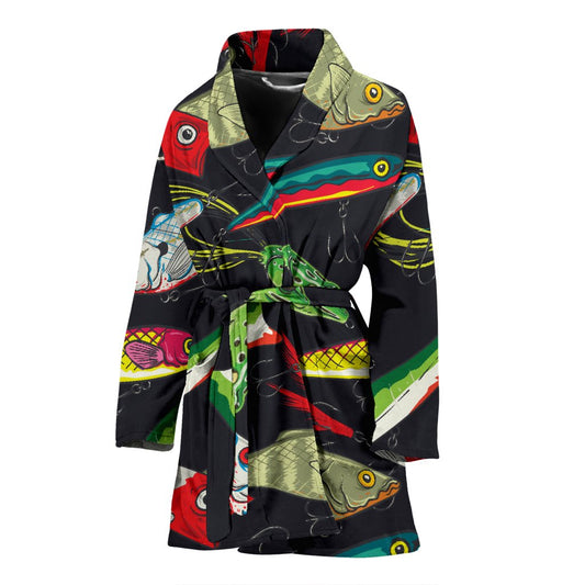 Fishing Bait Print Women Bath Robe