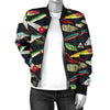 Fishing Bait Print Women Casual Bomber Jacket