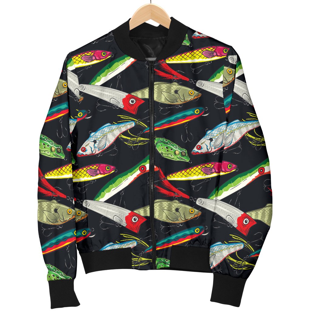 Fishing Bait Print Women Casual Bomber Jacket