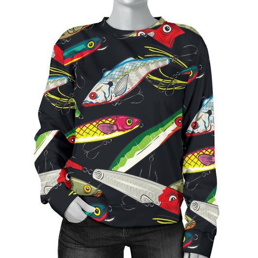 Fishing Bait Print Women Crewneck Sweatshirt
