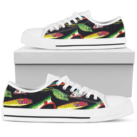 Fishing Bait Print Women Low Top Shoes
