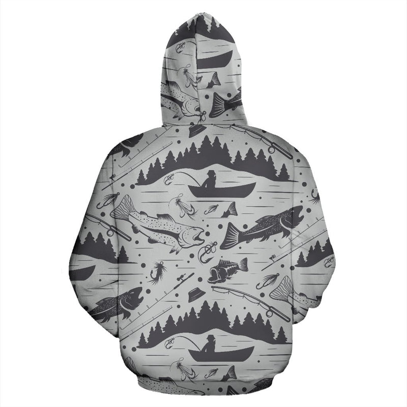 Fishing pattern All Over Zip Up Hoodie