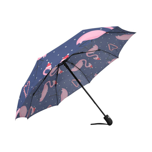 Flamingo Christmas Automatic Foldable Umbrella