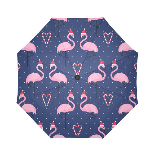 Flamingo Christmas Automatic Foldable Umbrella