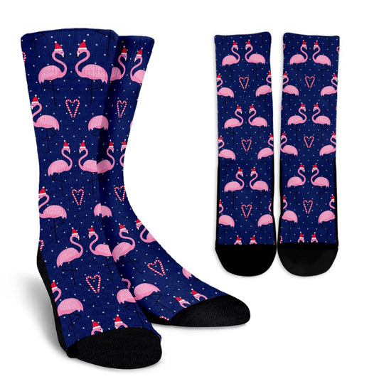 Flamingo Christmas Crew Socks