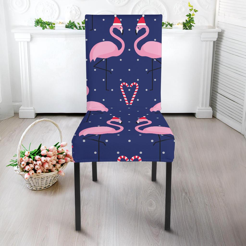 Flamingo Christmas Dining Chair Slipcover-JORJUNE.COM