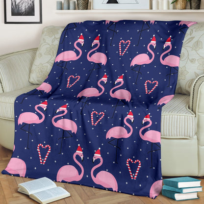 Flamingo Christmas Fleece Blanket