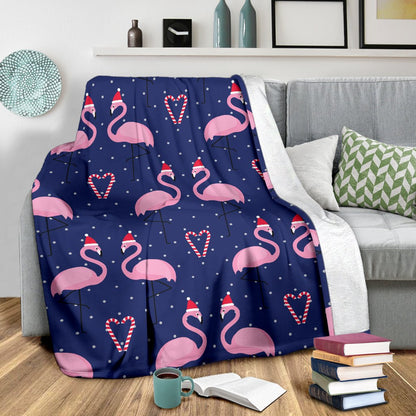 Flamingo Christmas Fleece Blanket