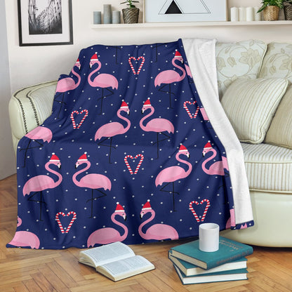 Flamingo Christmas Fleece Blanket