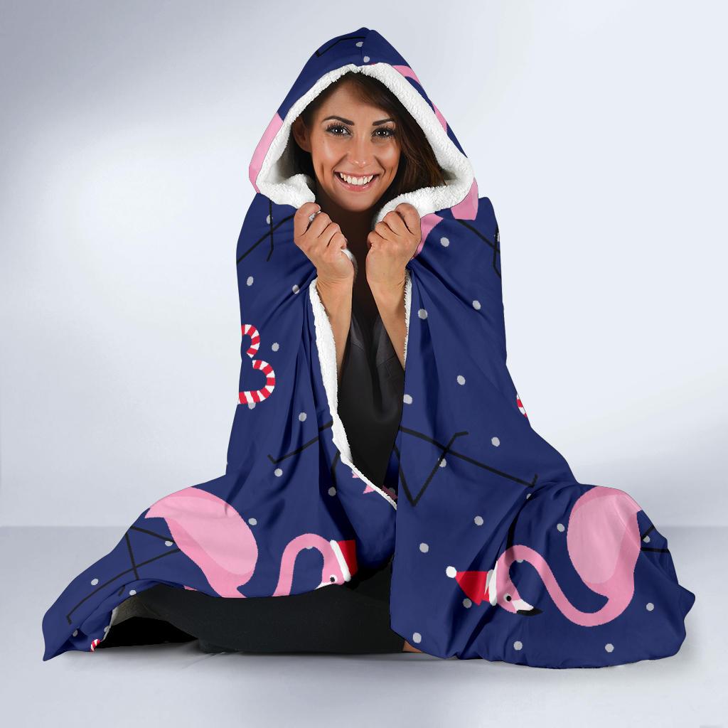 Flamingo Christmas Hooded Blanket-JORJUNE.COM