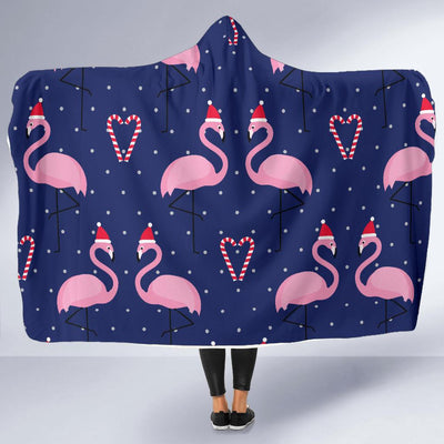 Flamingo Christmas Hooded Blanket-JORJUNE.COM