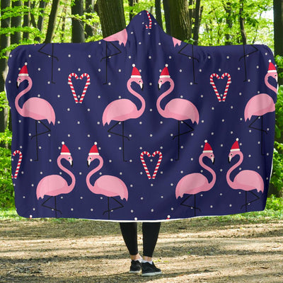 Flamingo Christmas Hooded Blanket-JORJUNE.COM