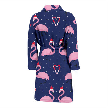 Flamingo Christmas Men Bath Robe
