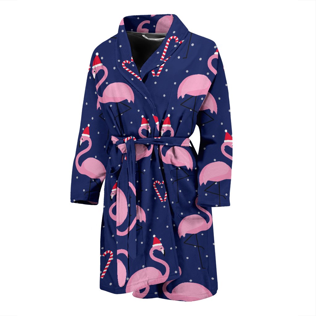 Flamingo Christmas Men Bath Robe