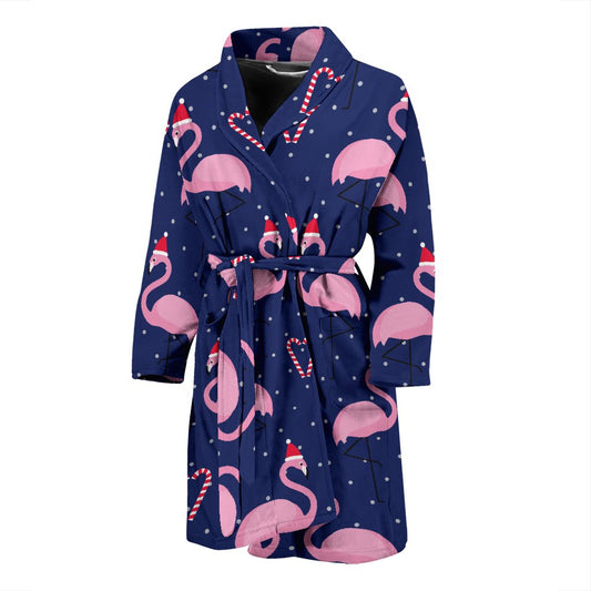 Flamingo Christmas Men Bath Robe