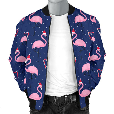 Flamingo Christmas Men Casual Bomber Jacket