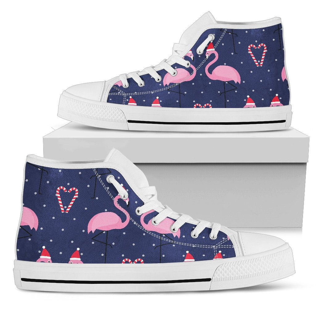 Flamingo Christmas Men High Top Shoes