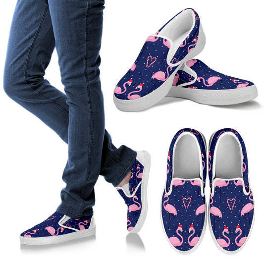 Flamingo Christmas Men Slip On Shoes