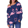 Flamingo Christmas Off Shoulder Sweatshirt