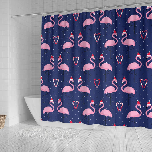 Flamingo Christmas Shower Curtain