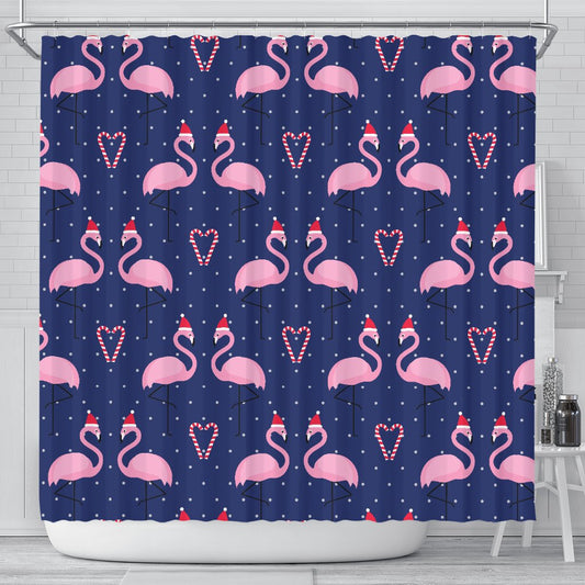 Flamingo Christmas Shower Curtain