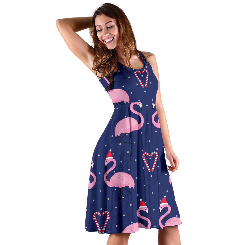 Flamingo Christmas Sleeveless Mini Dress