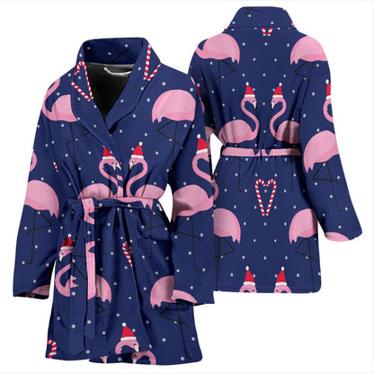 Flamingo Christmas Women Bath Robe