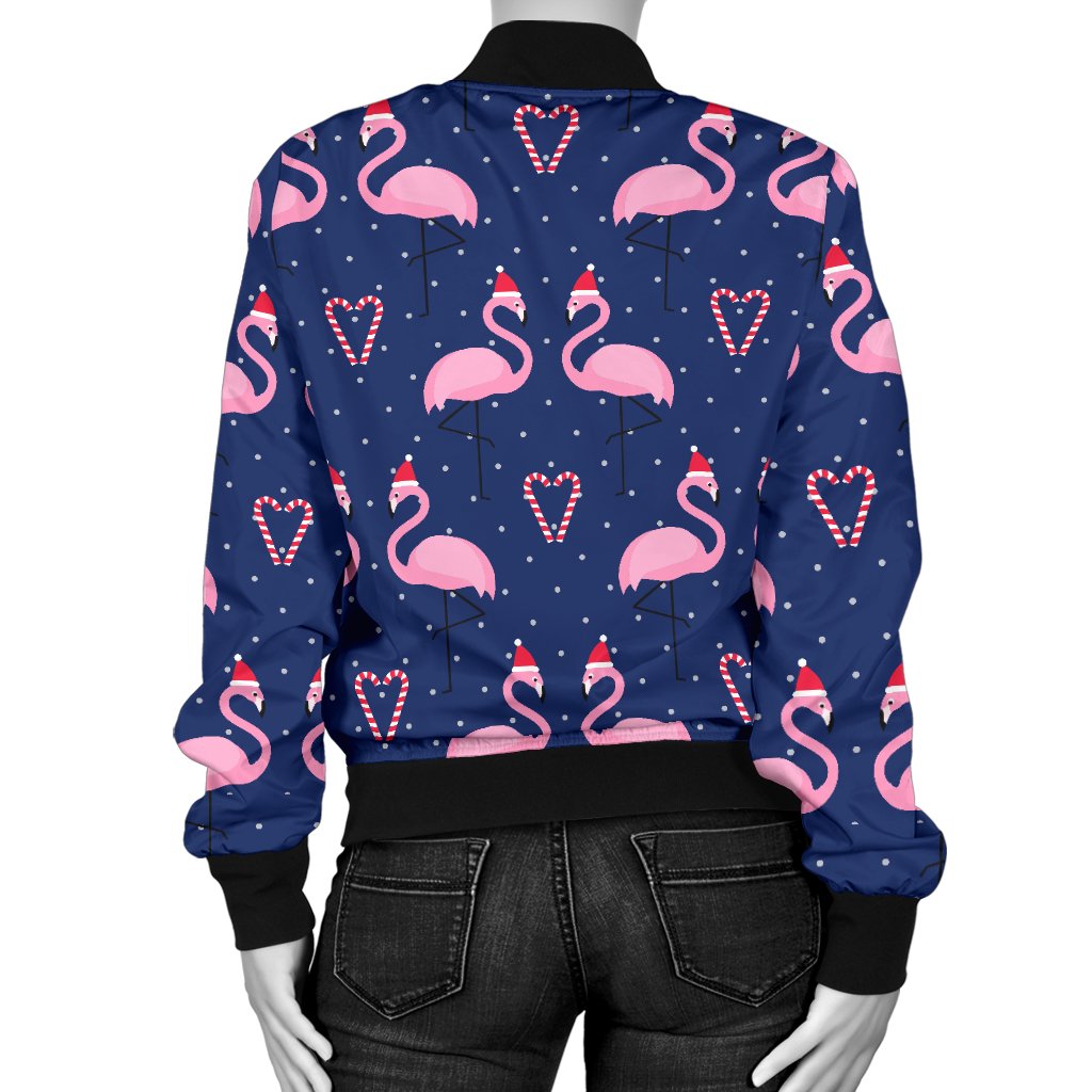 Flamingo Christmas Women Casual Bomber Jacket