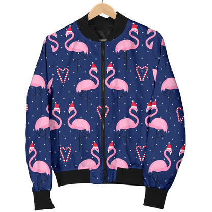 Flamingo Christmas Women Casual Bomber Jacket