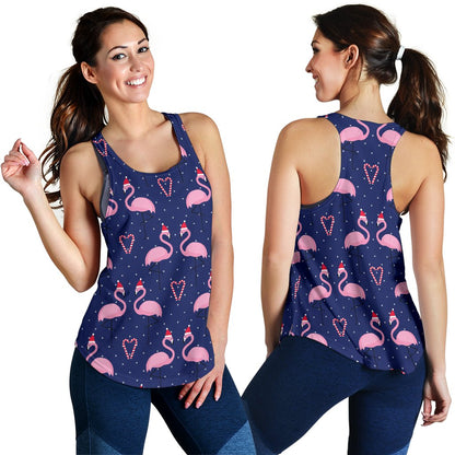 Flamingo Christmas Women Racerback Tank Top