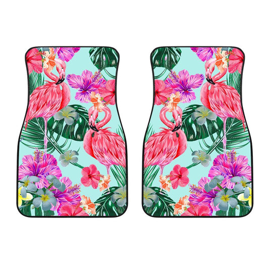 Flamingo Tropical Hibiscus Pattern Car Floor Mats