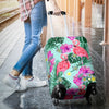 Flamingo Tropical Hibiscus Pattern Luggage Cover Protector