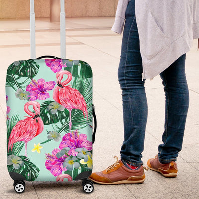 Flamingo Tropical Hibiscus Pattern Luggage Cover Protector