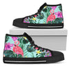 Flamingo Tropical Hibiscus Pattern Men High Top Canvas Shoes