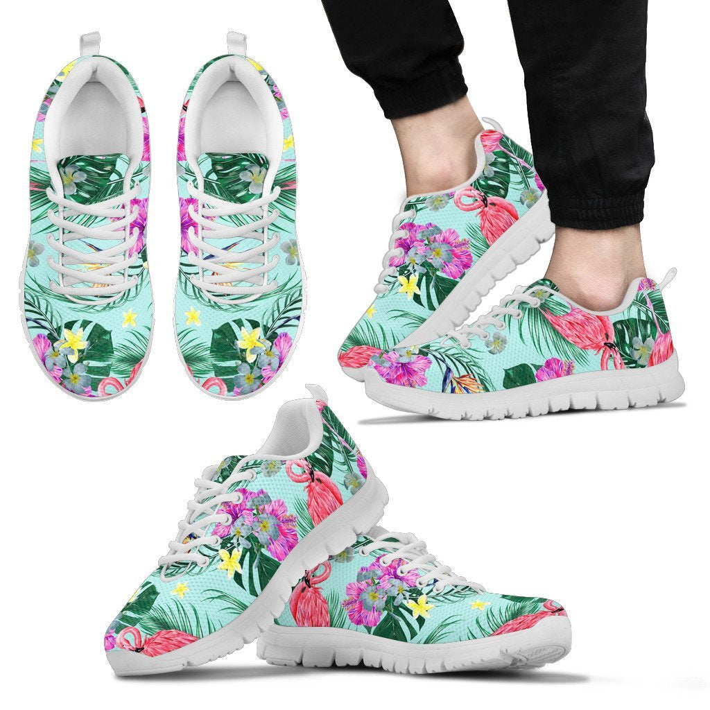 Flamingo Tropical Hibiscus Pattern Men Sneakers