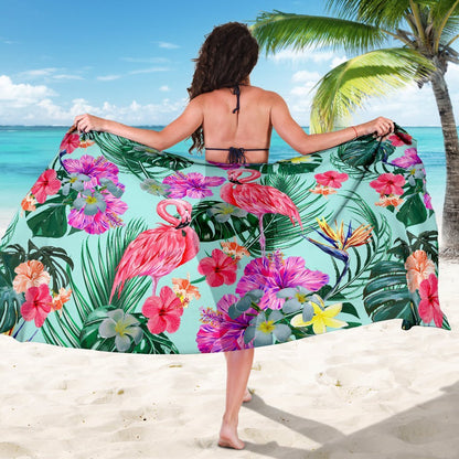 Flamingo Tropical Hibiscus Pattern Beach Sarong Pareo Wrap