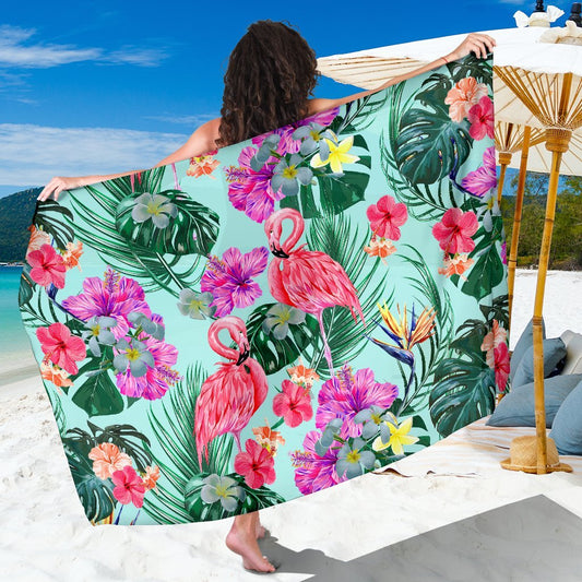 Flamingo Tropical Hibiscus Pattern Beach Sarong Pareo Wrap