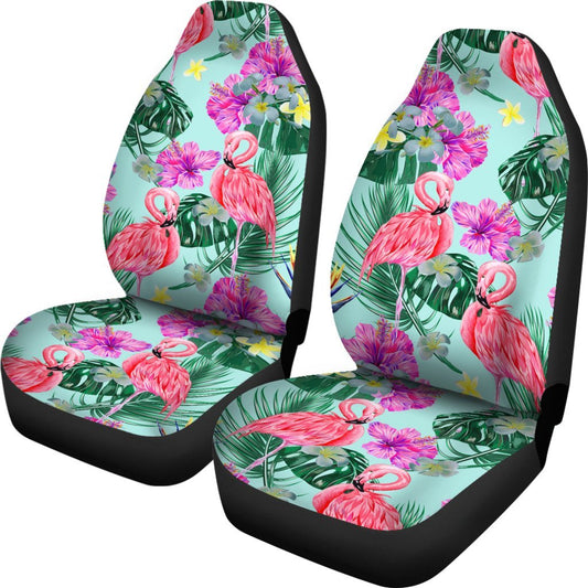 Flamingo Tropical Hibiscus Pattern Universal Fit Car Seat Covers