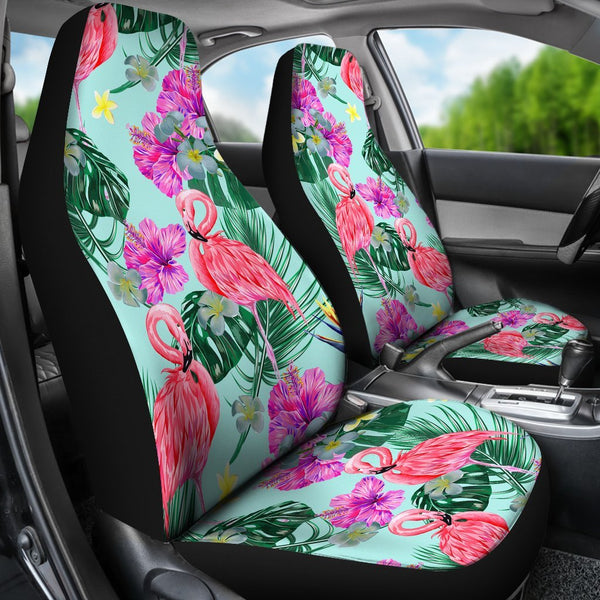 Flamingo Cyan Pattern Universal Fit Car Seat Covers - JorJune